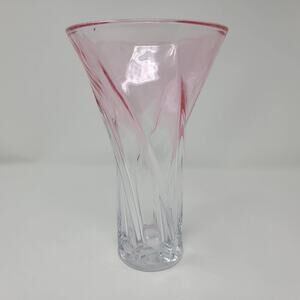 Vintage VTG Spiral Swirl Pattern Pink Ambre Flower Vase